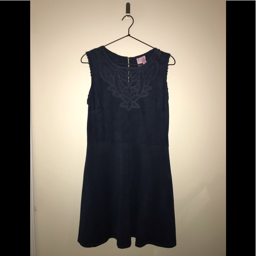 Blue suede fitted dress
